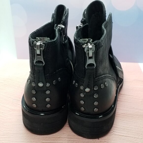 Studded Black Leather Ankle Boots OFF THE BEATEN PATH Size 6.5 - Picture 7 of 8